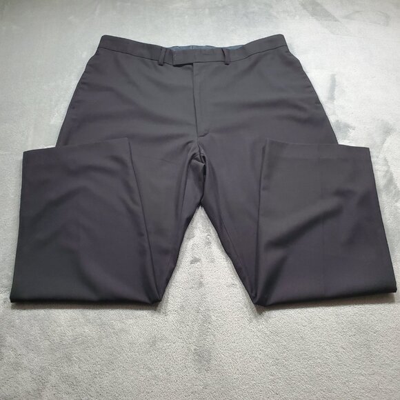 Kenneth Cole Reaction Flat Front Dress Slacks Black Pants Men Sz 38 x 29 - Picture 1 of 8